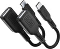 BLACK+DECKER USB C to USB A Adapter, USB C Male to USB Female Adapter Nylon Braid, Type C OTG Cable Compatible w/iPhone 16 15 Pro, MacBook Pro 2022/Air/Mini, iPad—2 Pack, 3" (Black)