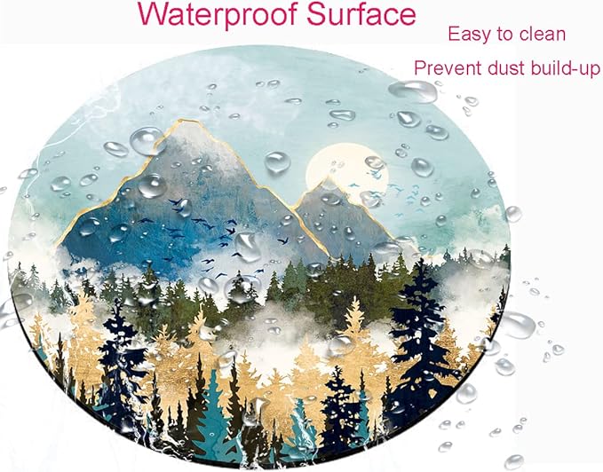 Round Mouse Pad, Abstract Mountain Design Mouse Pad, Custom Cute Mouse Pads for Desk, Washable Cloth Gaming Mousepad, Non-Slip Rubber Computer Small Mouse Pads for Wireless Mouse