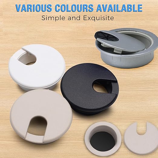 Desk Grommet 1-1/2" (38 mm), Desk Cord Hole Cover, Cable Grommet ABS Plastic, Desk Hole Grommet for Office and Home Table Cable, Detachable Cable Cord Organizer (White 4 Pcs)