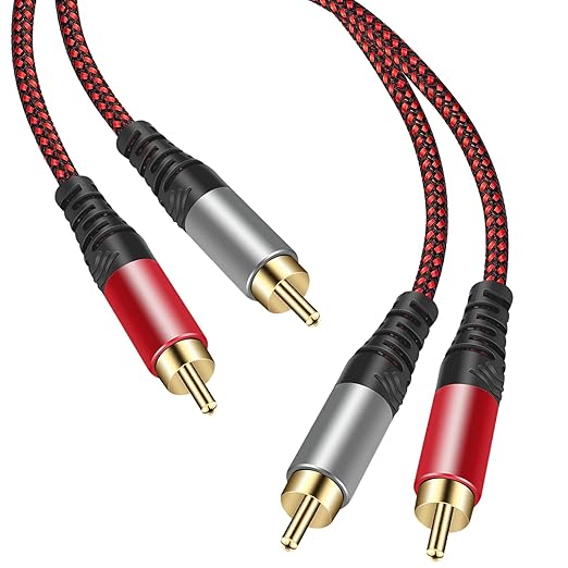 RCA Cable 5Ft,2Rca Male to 2-RCA Male Audio Stereo Subwoofer Cable [Hi-Fi Sound] Nylon-Braided Auxiliary Audio Cord for Home Theater, HDTV, Amplifiers, Hi-Fi Systems,Speakers and etc (5Ft)