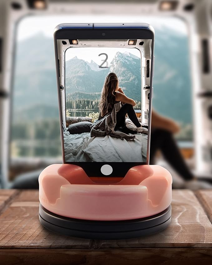 GoDonut – Phone Stand 360 Swivel – Cell Phone Holder + iPad Stand Desk Organizer - Compatible with Tablet, iPhone, Kindle & Most Smartphones – Orange
