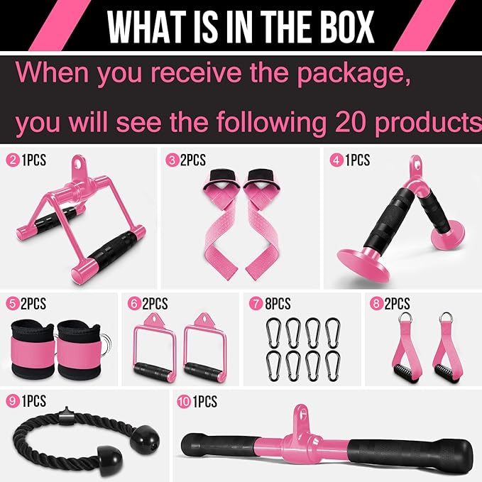 Cable Machine Attachment Set LAT Pulldown Attachments Weight Machine Accessories for Home Gym
