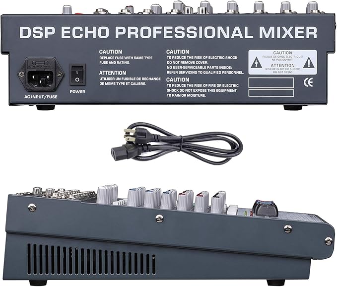 Boytone BT-60MX, 6 Channel Bluetooth Audio Mixer - DJ Sound Controller, USB MP3 Player, 4 XLR Microphone Jack, 7 Band EQ, 16 DSP Digital Multi Effects Processor, RCA IN-OUT Jack, 48V Phantom Power