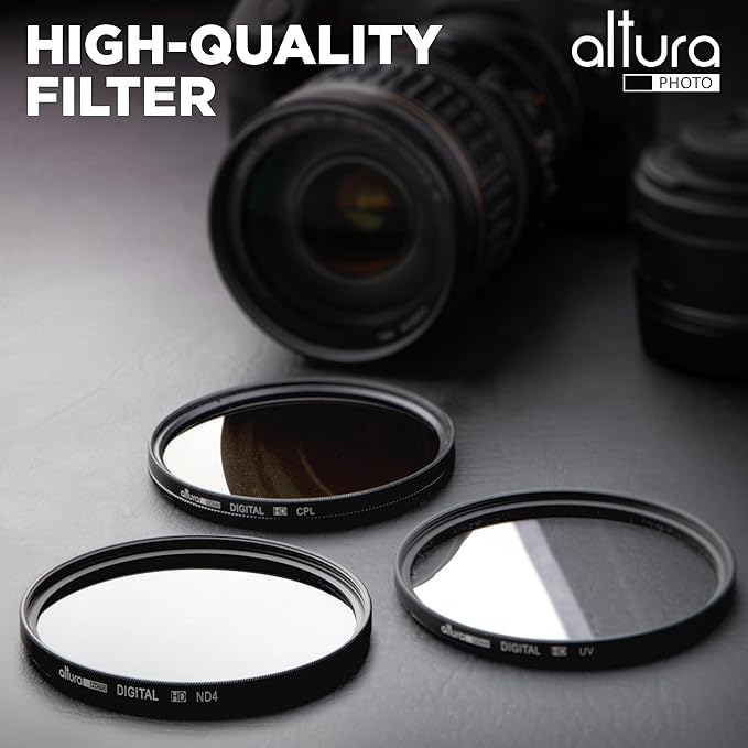 Altura Photo 77mm Lens Filter Kit - Multi-Coated UV Protector, CPL Polarizing and ND Neutral Density Filters + Case for Camera Accessories & Lenses