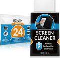Screen Cleaner Wipes by iCloth – Individually Wrapped – Travel Size – Streak-Free (24 Large Wipes)