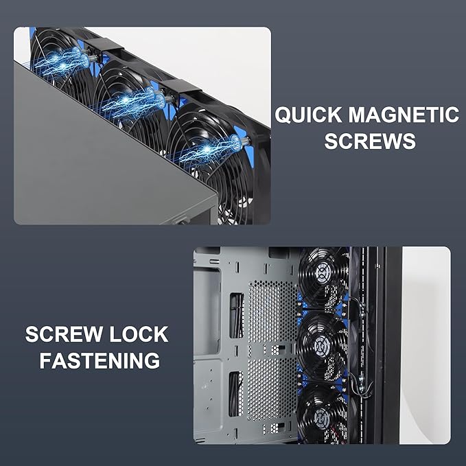 120mmx5 600mm Adjustable Computer PC Vent Fans 3V-12V Speed Controller for Flexible Arrange Rack Space Window Wall Cabinet Server Mining Rig Chicken Coop Exhaust Cooling