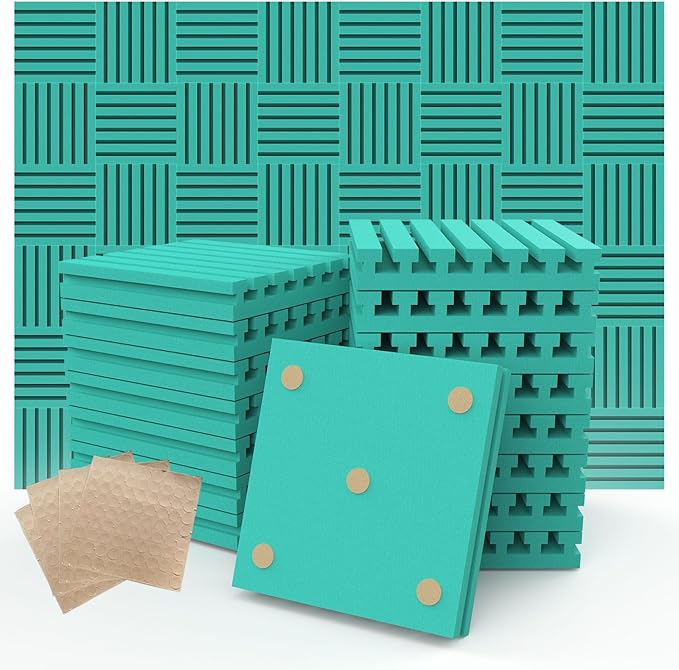Sound Proof Foam Panels for Walls,Soundproof wall panels,Acoustic Foam Panels,Insulation Studio Soundproofing Fire Resistant Noise Absorbing for Studio, Office, Home Blue (GZ-L 12" X 12" X 1", 36PACK)