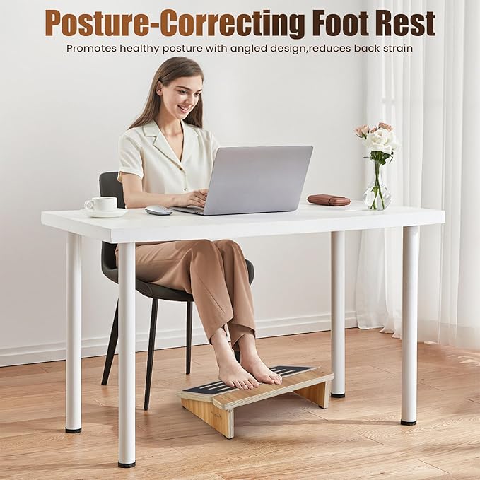 StrongTek Ergonomic Foot Rest Support, Under Desk Footrest, Non-Slip Foot Stool, 4" High, Improve Posture, Reduce Fatigue & Pain, 300lbs Capacity, Ideal for Office & Gaming, Enhance Health and Comfort