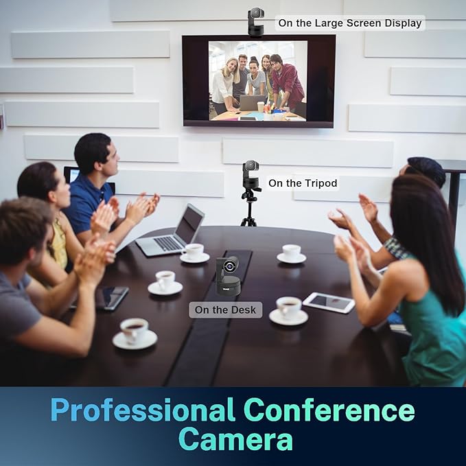 USB C Webcam PTZ Webcam, 4K Streaming Web Camera with Folded Bracket, 3X Digital Zoom with Remote Control, One Click Mute for Privacy Protection, Works with Zoom,OBS,TikTok,YouTube,etc