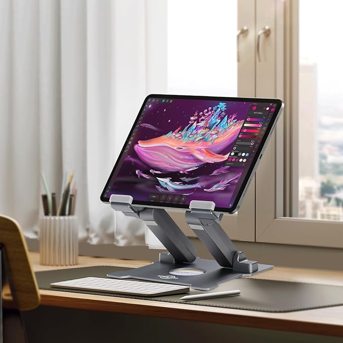 KABCON Adjustable Aluminum Tablet Stand (7-13.5 inch), Compatible with iPad, Surface Pro, FIRD HD 10, Samsung Galaxy Tab E, ASUS Transformer & Other Devices