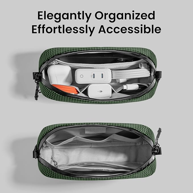 tomtoc Electronics Organizer Travel Case Performance, Water Resistant Bag Cable Tech Pouch Accessories, Carry Storage for Cord, Phone, Cables, Airpods, USB Flash Drive, Daily Items
