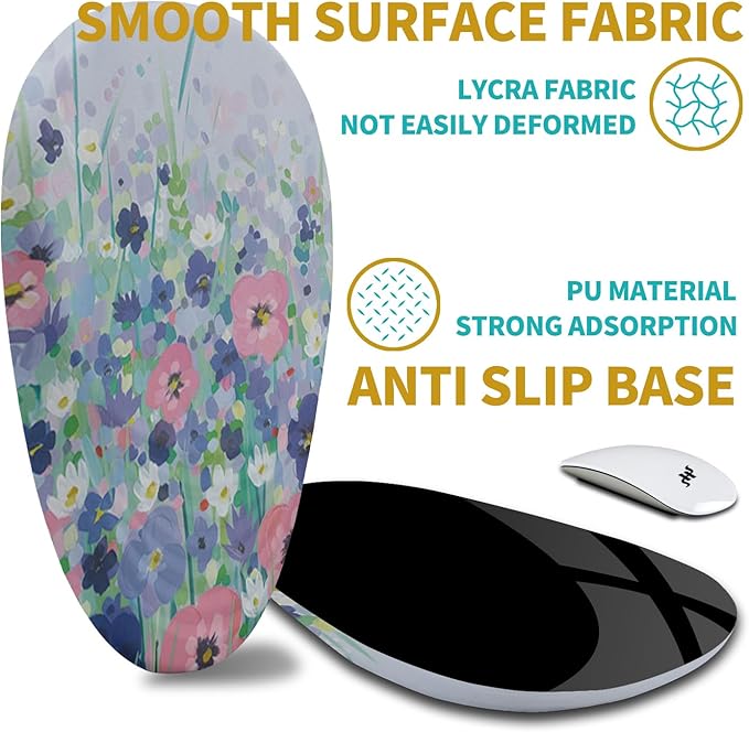 Hokafenle Ergonomic Mouse Pad Wrist Support with Stepped-Wedge Design, Wrist Rest Pain Relief Mousepad Filled with Memory Foam, Carpal Tunnel Mousepad for Wireless Mouse(12x8 inch, Painting Flowers)