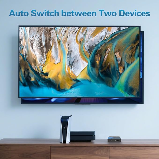 8K HDMI Switch 2 in 1 Out 4K@120Hz HDMI Switcher Support HDR10+, Dolby Vision, VRR, ALLM