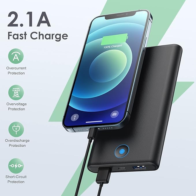 [2 Pack] Portable Charger Power Bank 20000mAh,Ultra Slim Portable Phone Charger with Dual USB Outputs,Backup Charging External Battery Pack Compatible with iPhone 15/14/13/12/11,Android etc-Black+Red