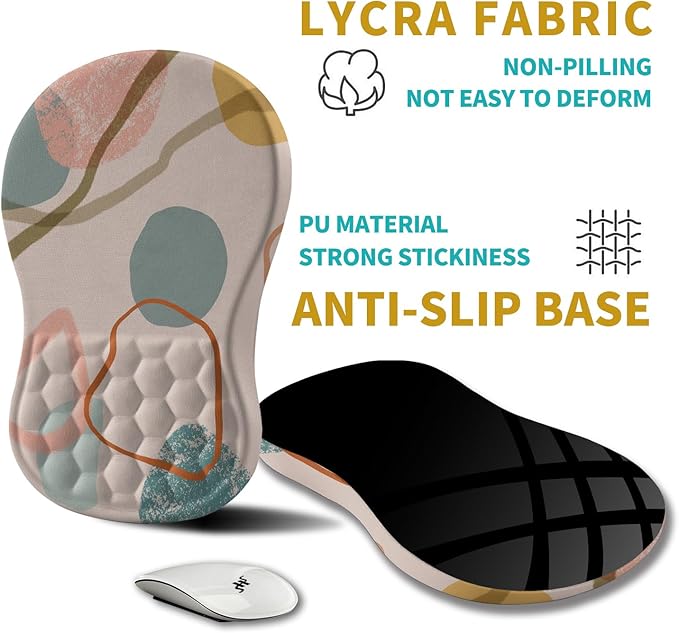 Hokafenle Ergonomic Mouse Pad Wrist Support, Wrist Rest Mousepad for Carpal Tunnel Pain Relief with Integrated Memory Foam Slope Massage Bulge (11.8x7.9 inch,Abstrac Art