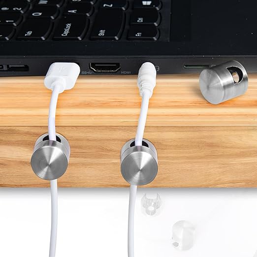 2 Sets Charger Holders for Cords, Silver Adjustable Cable Anchor Holders, Adhesive Metal Cord Clips, Cable Management Wire Organizers for Desk, Office, Nightstand