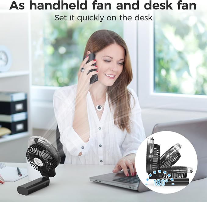 PANERGY Handheld Misting Fan – Rechargeable Battery Operated,Handheld Personal Fan with Mist Spray, Electric Hand Fans, 180° Foldable Mister Fans for Travel, Camping, Disney, Concerts, Office(Black)