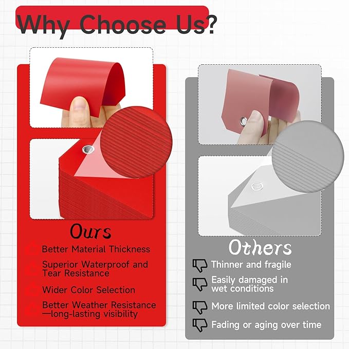 100 Pcs Red Tags with String Blank Shipping Tags with Metal Wire Writable Price Repair Plastic Service for Equipment Product Jewelry Clothing Inventory Car Parts (Red, 4 3/4" x 2 3/8")