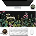 Large Gaming Mouse Pad for Desk,Wildflowers Night Desk Mat,Wild Floral Flower Desk Pad,Extended Big Computer Keyboard Mouse Pad with Non-Slip Base and Stitched Edge,35.4"x15.7"