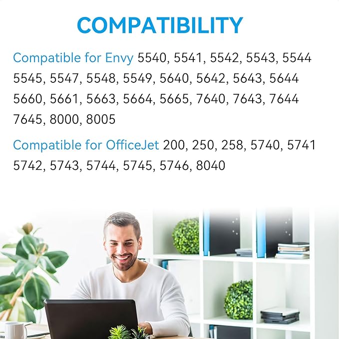 62XL Ink Cartridge Combo Pack Compatible for HP Ink 62 Black Color Compatible for Envy 7640 7645 5660 5665 5642 5540 OfficeJet 8045 8040 5746 5745 250 200 Printer