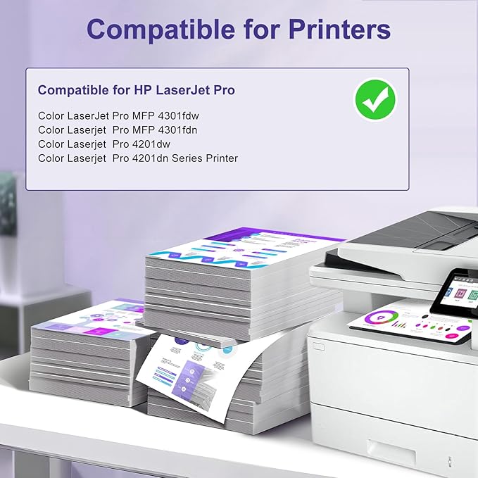 210A Toner Cartridges 4 Pack with Chip Compatible for HP 210A/210X W2100A/W2100X High Yield Replacement for Color Laserjet Pro MFP 4301fdw/4301fdn/4201dw/4201dn Series Printer (4-Pack, BCMY)