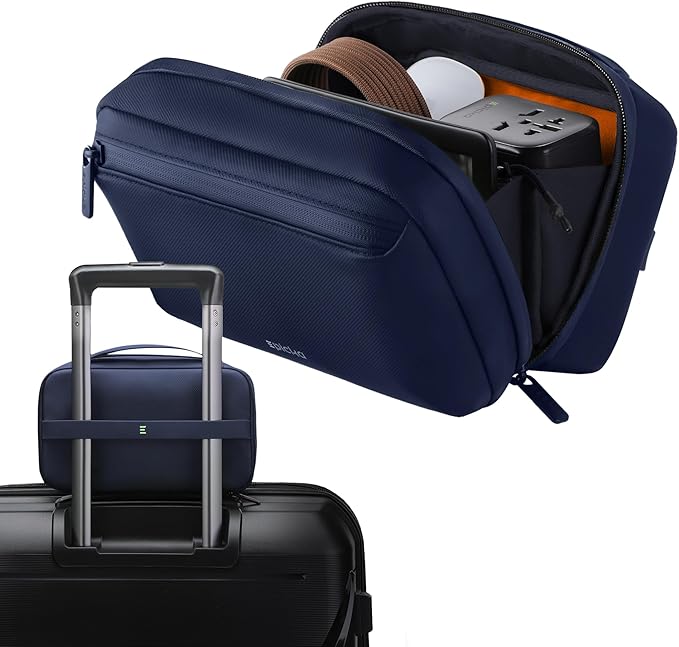 EPICKA Electronics Organizer Travel Case - Cable Organizer Bag for Travel Accessories, Tech Pouch for Cords, Charger, Adapter, Cables, Power Bank, Waterproof Storage Bag with Luggage Strap, Navy