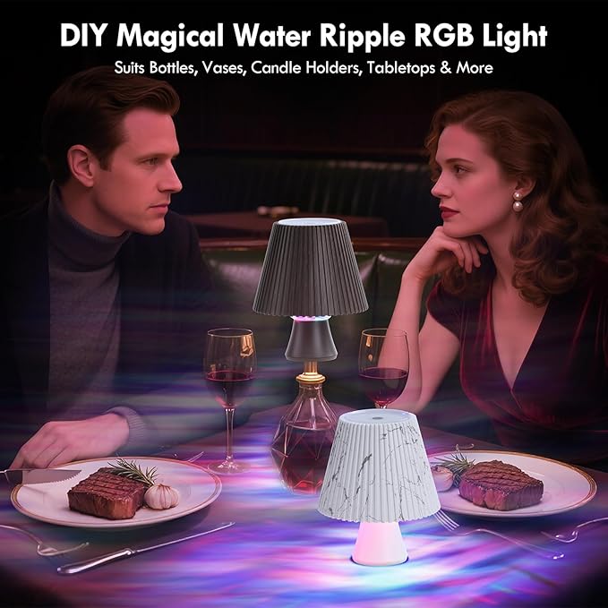 WILIT Wine Bottle Lights for Liquor Bottles, RGB Water Ripple Night Light Projector for Bedroom, Unique Home Decor Living Room, Birthday Gifts for Women, Wireless Bottle Lamp, Bar Accessories