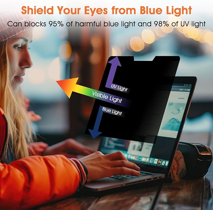Magnetic Laptop Privacy Screen 14 Inch 16:10 Display- Removable Anti-Glare Blue Light Filter, Computer Privacy Screen Shield, Not for 14'' Laptops with 16:9 Resolution