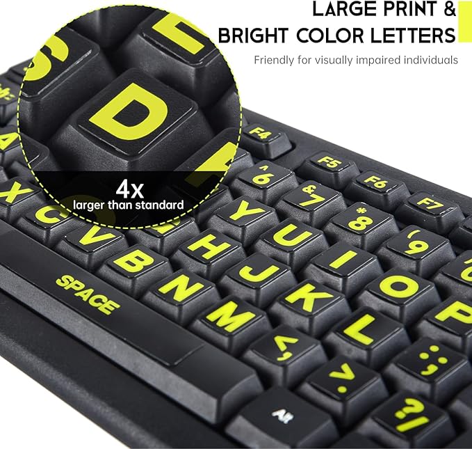 English Keyboard Stickers Full Size Universal PC Computer Laptop Desktop Replacement - QWERTY Alphabet for Full Size Keyboards - 1PCS