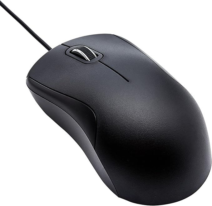 Amazon Basics 3-Button USB Wired Mouse with Precision Scroll Wheel, Standard, Black