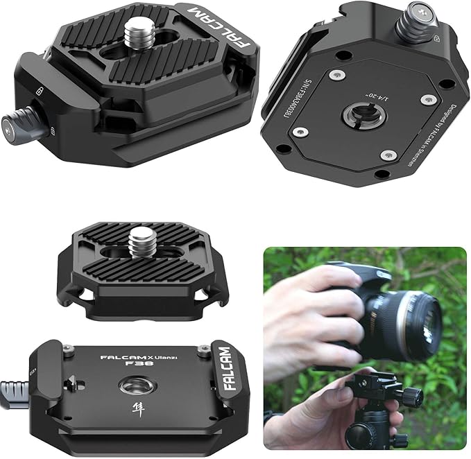 ULANZI F38 Camera Quick Release Plate w 1/4" to 3/8" Screw Thread, Quick Release System QR Plate Camera Tripod Mount Adapter for Sony Canon Monopod DSLR Stabilizer Slider DJI Switch Between Stablizer