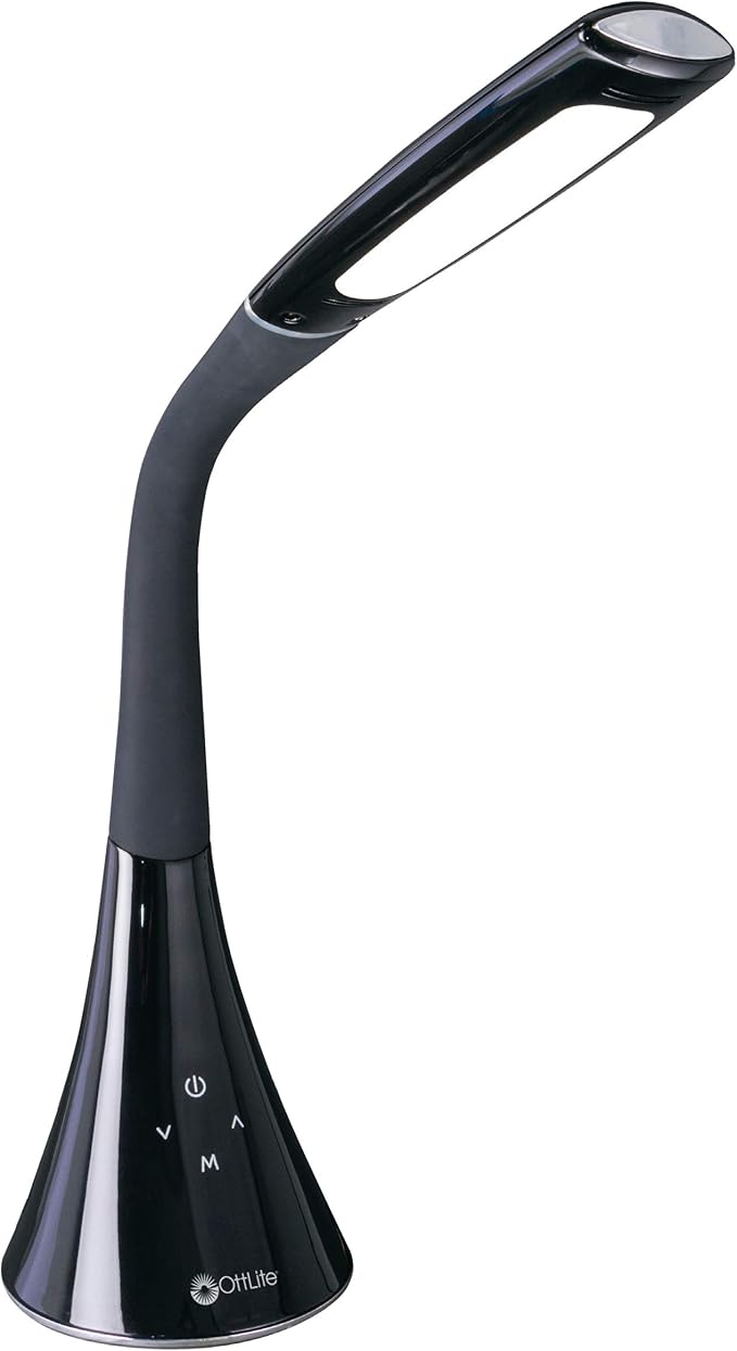 OttLite Swerve LED Desk Lamp with USB Charging, 3 Color Modes, Long-Lasting ClearSun LED, Flexible Neck, Touch Activated, Flexible Neck, Desk Light for Home Office, Reading