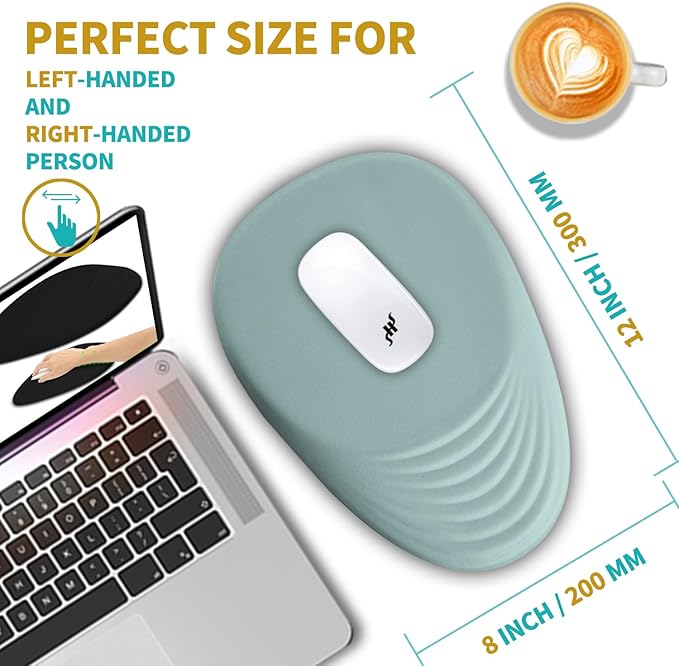 Hokafenle Ergonomic Mouse Pad Wrist Support with Stepped-Wedge Design, Wrist Rest Pain Relief Mousepad Filled with Memory Foam, Carpal Tunnel Mousepad for Wireless Mouse(12x8 inch, Light Blue)