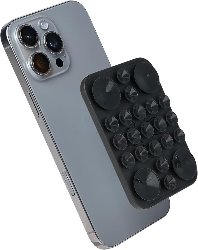 The Clingy Thingy Magnetic Sticky Phone Grip - Removable iPhone Suction Grip for Hands-Free FaceTime - Workouts, Influencers & Content Creator Essentials, Compatible with iPhone 12-16 (Black)