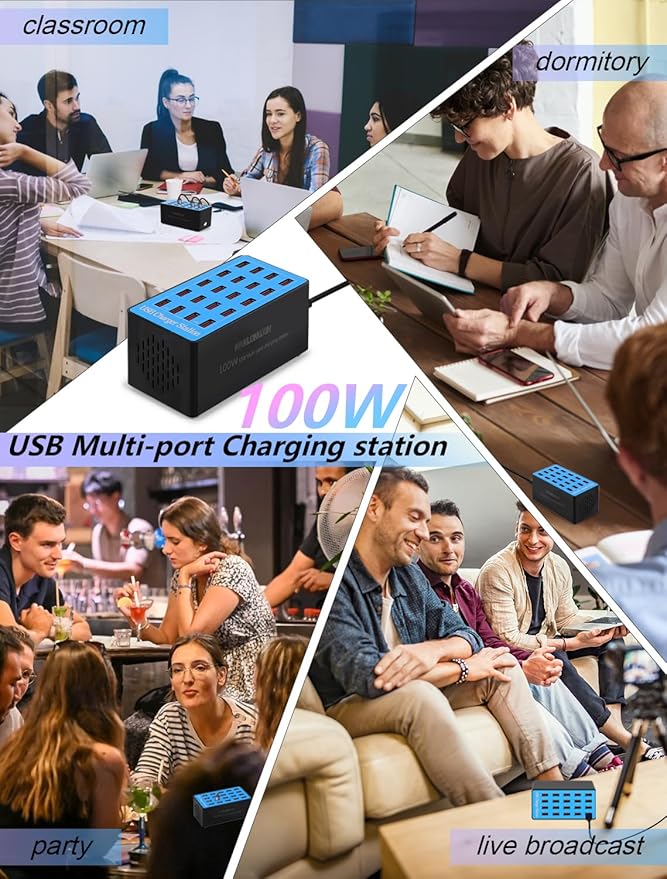 Charging Station, 100W20Port USB Charging Station, Multiple USB Charger Station, Charging Station for Multiple Devices, Multi USB Charging Station, Chargers for Multiple Devices