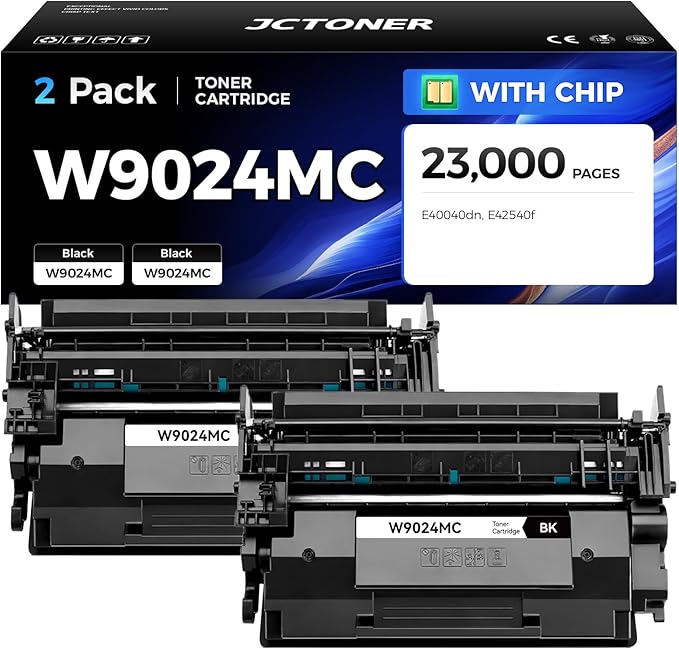 W9024MC Black Toner Cartridge 2-Pack with Chip High Yield Replacement for HP W9024MC Toner Compatible for HP LaserJet Managed E40040dn MFP E42540f E40040 E42540 Printer Ink Copier Scanner 11,500 Pages