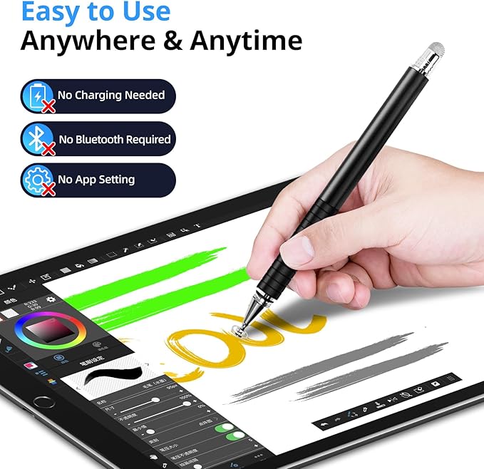 Capacitive Stylus Pen (4Pack,2 in 1 Precision Series), Fibre Tips Universal Touch Screens Stylist, Fine Point Disc Touchscreen Pencil Compatible for iPhone/iPad/Android/Tablet