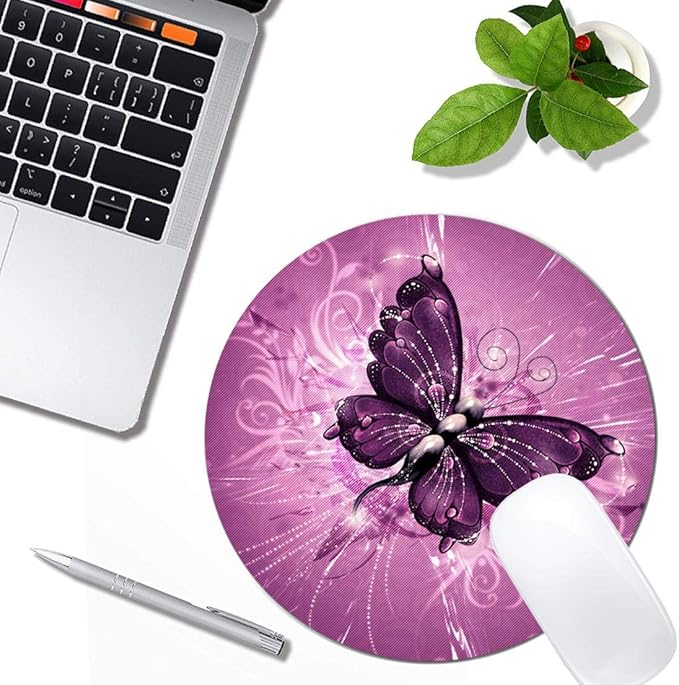 Butterfly Mouse Pad Round Non-Slip Rubber Mousepad Laptop Office Computer Decor Cute Desk Accessories Customized Design Mouse Pad