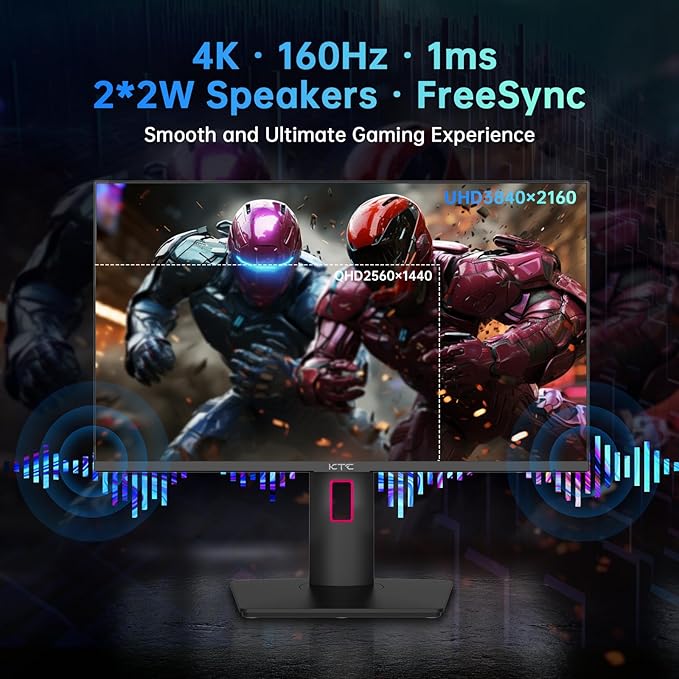 KTC 27 Inch 4K Mini LED Monitor, Fast IPS, HDR1000 160Hz 144Hz Gaming Monitor, Speakers, Type-C 90W, HDMI/DP/USB, Swivel/Height/Pivot/Tilt, VESA, Vertical Monitor for Gaming & PC