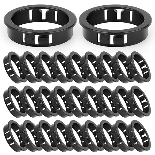 30PCS 2" Black Cable Snap Bushing Grommet, Snap in Cord Bushing Protect Cables