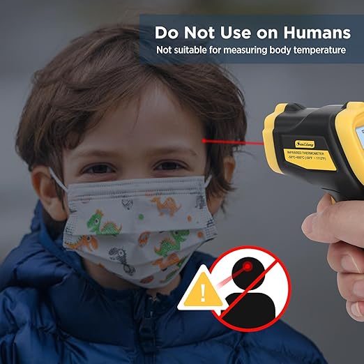 Infrared Thermometer Laser Temperature Gun -58℉ to 1112℉ with Adjustable Emissivity & Max and Min Measure Laser Digital IR Thermometer Gun Temp IR Surface Tool Heat Temp Gun for Cooking.