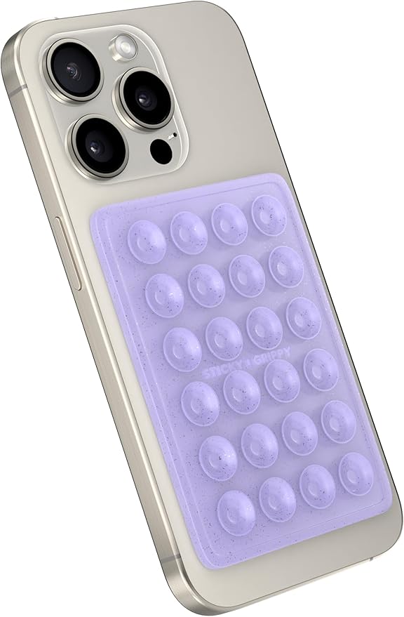 Suction Phone Case Mount, Sillicon Adhesive Phone Accessory for iPhone and Android, Hands-Free Fidget Toy Mirror Shower Phone Holder, Tiktok Videos and Selfies (Purple Glitter)