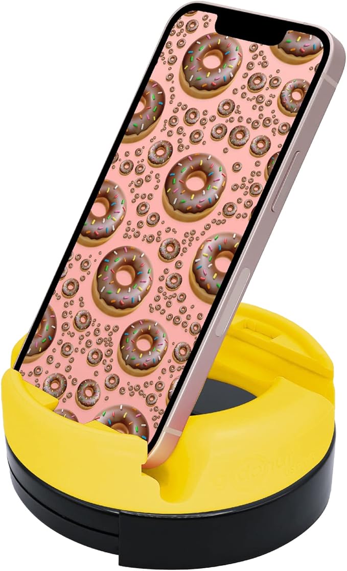 GoDonut – Phone Stand 360 Swivel – Cell Phone Holder + iPad Stand Desk Organizer - Compatible with Tablet, iPhone, Kindle & Most Smartphones – Yellow