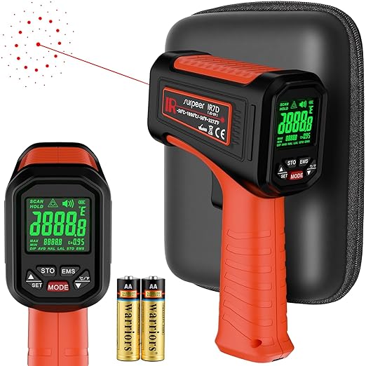 -58℉~3272℉ Infrared Thermometer IR Gun, High-Temp Digital Temperature Gun, 50:1 Non-Contact Pyrometer for Kiln, Forge, Furnace, Engine, HVAC & Industrial Applications