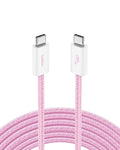 Belkin USB C to USB C Cable, 9.9ft, 60W - Type C Charger, iPhone Charger Cord, Soft, Braided, Flexible for iPhone 16, Galaxy S25, Pixel 9, Airpods, iPad Pro, Table & More, Travel Essentials - Pink