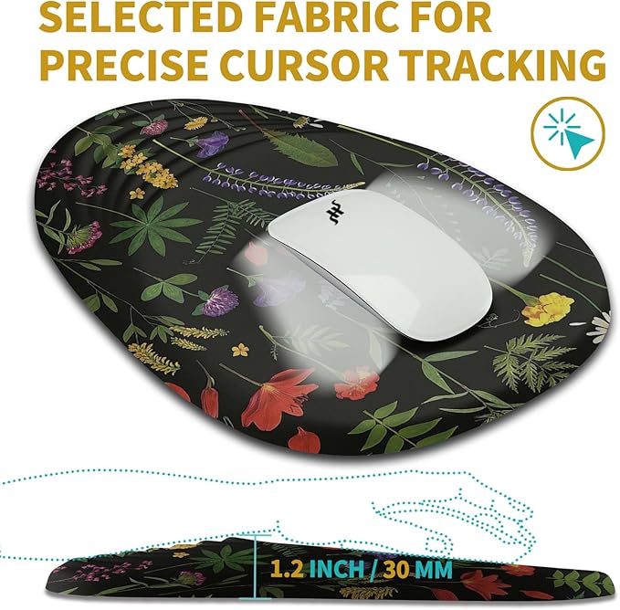 Hokafenle Ergonomic Mouse Pad Wrist Support with Stepped-Wedge Design, Wrist Rest Pain Relief Mousepad Filled with Memory Foam, Carpal Tunnel Mousepad for Wireless Mouse(12x8 inch, Foliage)