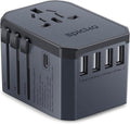 EPICKA Universal Travel Adapter, European Travel Plug Adapter - International Power Adapter Worldwide Charger with USB-C & 4 USB-A Ports, Travel Essentials for Italy, UK, Japan (TA-105, Space Grey)