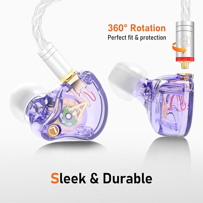 Vibes 202ML Wired Earbuds - HiFi in Ear Headphones - Noise-Isolating Ear Buds w/ Mic - Clear Sound, Deep Bass, Comfort-Fit Earphones - MMCX–Lightning for iPhone 5–14, Silver Plated Cord, Carrying Case