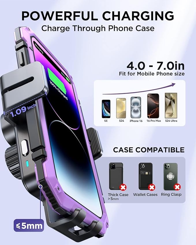 JOYROOM Wireless Car Charger,15W Qi Fast Charging Car Charger Phone Holder Mount, Auto-Clamping Alignment Windshield Dashboard Air Vent Cell Phone Holder for iPhone 16 Pro Max/15 Pro,Samsung S24/S23