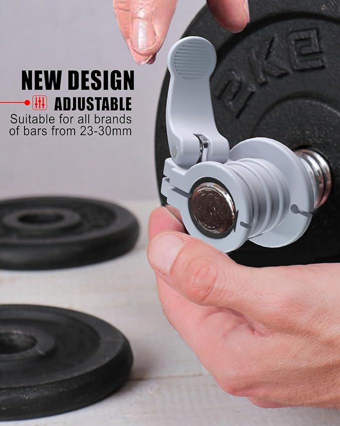 Barbell Clips 1 Inch Quick Release Weight Clamps 0.9-1.18inch Multi-Size Adjustable Olympic Clamps for Bars